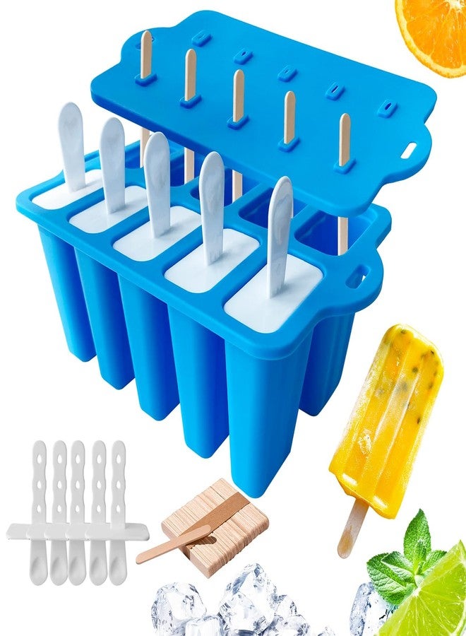 Midnadiy Silicone Popsicle Molds with Sticks, Easy Release Popsicle Maker Mold Set, BPA Free Ice Pop Mold, 10-Cavity Homemade Ice Cream Mold for Kids, Toddlers, Adults - Image 1